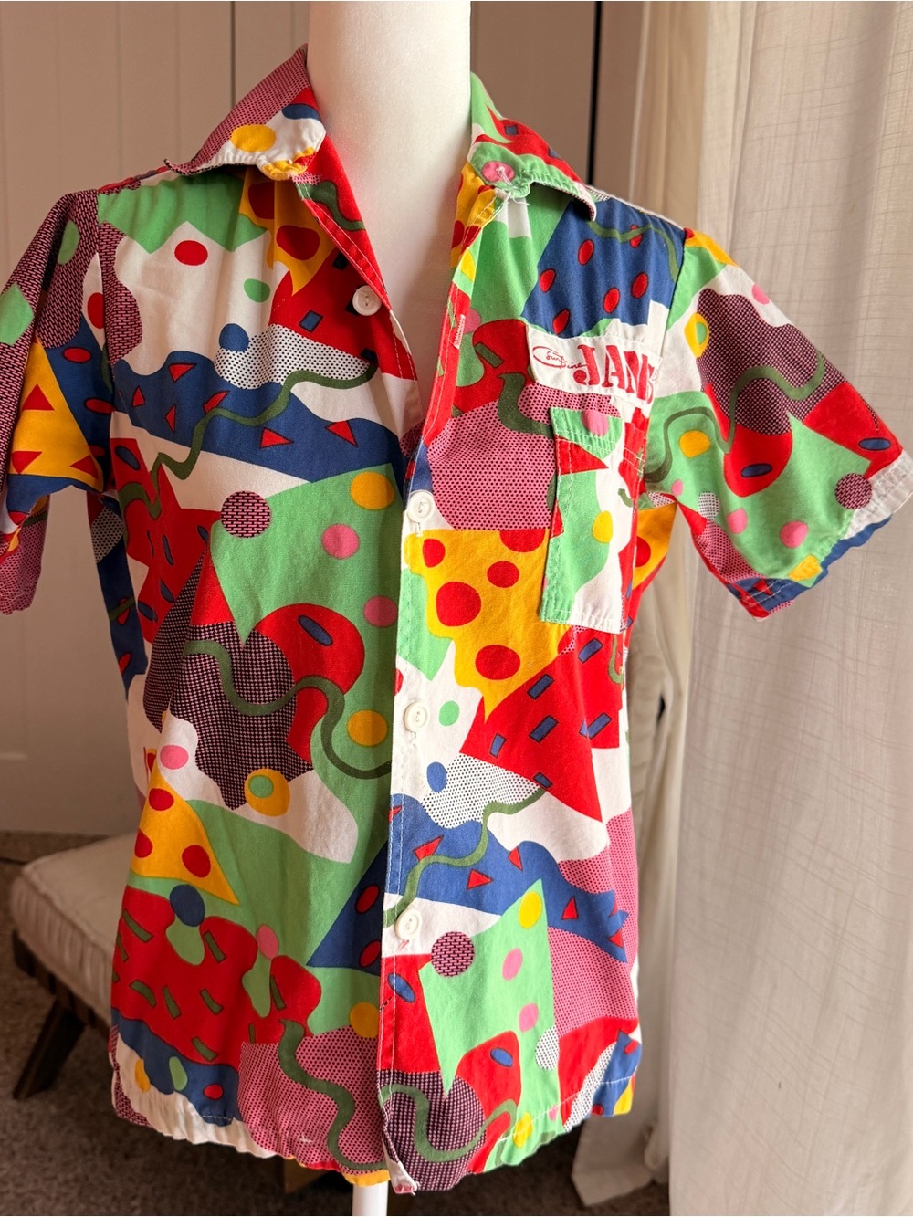 JAMS Surf Line 80’s Button Down Shirt - Kids L or Women’s XS - Vintage
